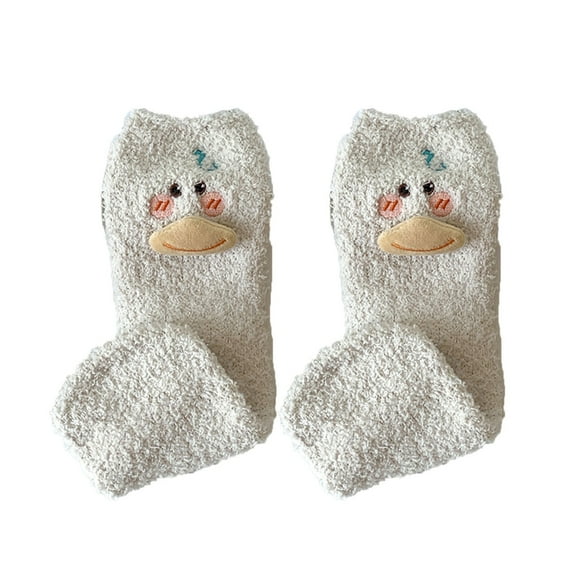 Tiqkatyck Compression Socks Clearance, Womens 3D Coral Velvet Socks Thickened In Winter Warm Sleep Socks Home Socks Cartoon Ducks Cute Floor Socks Medium Socks Warm Socks Beige One Size