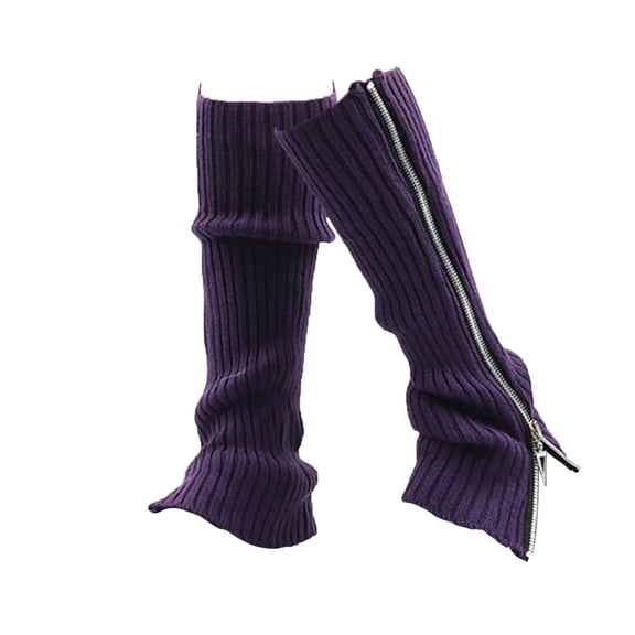 Tiqkatyck Compression Socks Clearance, Woolen Sock Sleeves for Women's Autumn and Winter Pile Up Socks Knitted Leg Sleeves Zippered Boots and Socks Warm Socks Compression Socks for Women Purple