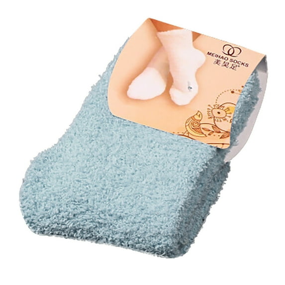 Tiqkatyck Compression Socks for Women, Home Women Girls Soft Bed Floor Socks Fluffy Warm Winter Pure Color Ankle Socks for Women, Socks for Women Blue One size