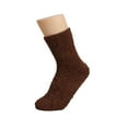 thumbnail image 1 of Tiqkatyck Ankle Socks Clearance, Women's Solid Color 2 Pairs Plush Socks Winter Solid Color Thickened Floor Sleeping Plush Socks Crew Socks for Women No Show Socks Womens Coffee One Size, 1 of 3