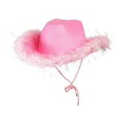 Tiqkatyck Cowgirl Hat Clearance Novelty Cowboy Hat with Feathers for Women Cowboy Hat for Women Party Dress Up Cowboy Hat for Women Western Style Pink3