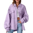 thumbnail image 1 of Tiqkatyck Denim Jacket for Women Clearance Women's Lapel Large Pocket Puffed Sleeve Wash Solid Color Medium Length Denim Jacket Going Out Tops for Women 2023 Trendy Purple Xl, 1 of 6