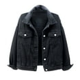 thumbnail image 1 of Tiqkatyck Jackets for Women, Women's Candy Color Denim Jacket Relaxed Fit Casual Jean Trucker Jacket Denim Jacket for Women, Black Jean Jacket Women L, 1 of 2