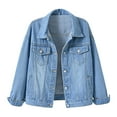 thumbnail image 1 of Tiqkatyck Denim Jacket for Women Clearance Women's Colorful Plus Size Denim Jacket Short Baggy Top Going Out Tops for Women 2023 Trendy Blue S, 1 of 2