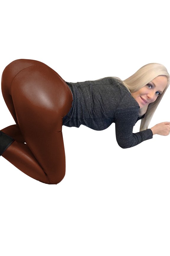 Faux Leather Leggings with Pockets for Women Women Pu Leather Pants With Pockets Solid Color High Waist Long Leather Pants Abdominal Tights for Women D