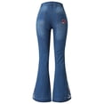 thumbnail image 1 of Tiqkatyck Womens Jean Clearance, Women Summer Elastic Waist Loose Flowers Embroidery Casual Boot Cut Jeans for Women Dark Blue XXXL, 1 of 2