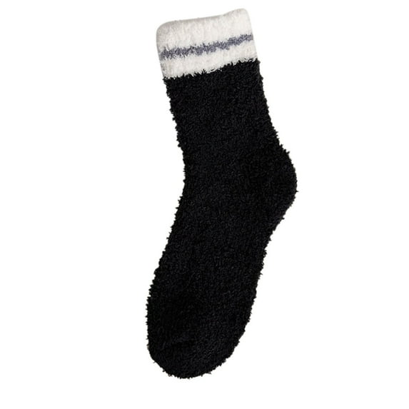 Tiqkatyck Fuzzy Socks Clearance Christmas Socks for Adults Autumn Winter Color Matching Plush Insulation Coral Velvet Home Socks Carpet Socks Sleep Socks Womens Socks Black