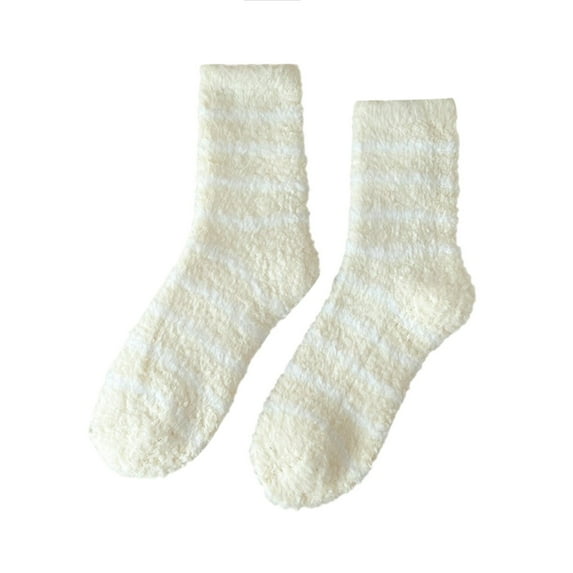 Tiqkatyck Fuzzy Socks Clearance Christmas Socks for Adults Autumn Winter Striped Plush Insulation Coral Velvet Home Socks Carpet Socks Sleep Socks Womens Socks Yellow