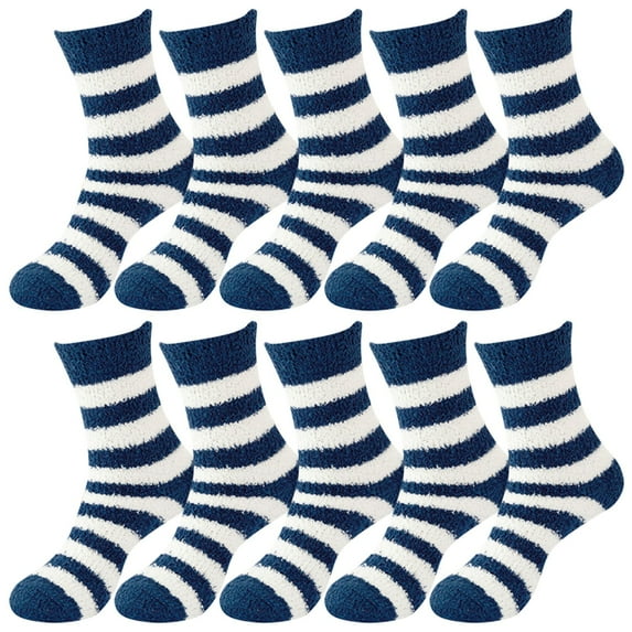 Tiqkatyck Fuzzy Socks Clearance Christmas Socks for Adults Winter Socks for Men Winter Soft Thermal Warm Boot Cushion Work Socks 5 Pairs Womens Socks Navy