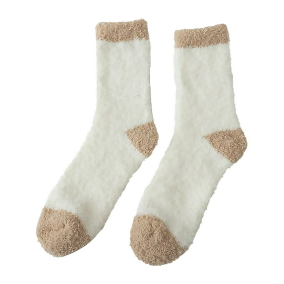 Tiqkatyck Fuzzy Socks Clearance Christmas Socks for Adults Women's Striped Autumn and Winter Thickened Lint Home Sleeping Socks Long Tube Floor Socks Socks Womens Socks Beige