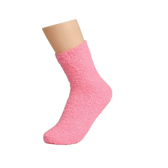 Tiqkatyck Fuzzy Socks Clearance Christmas Socks for Adults Women's Solid Color 2 Pairs Plush Socks Winter Solid Color Thickened Floor Sleeping Plush Socks Womens Socks Watermelon Red