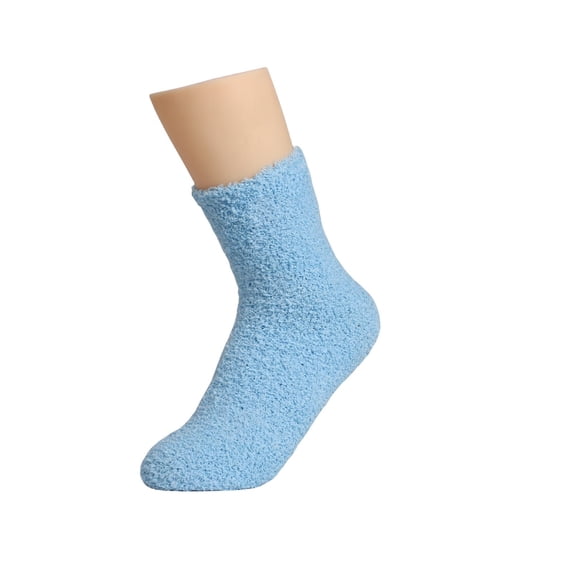 Tiqkatyck Fuzzy Socks Clearance Christmas Socks for Adults Women's Solid Color 2 Pairs Plush Socks Winter Solid Color Thickened Floor Sleeping Plush Socks Womens Socks Sky Blue