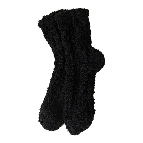 Tiqkatyck Fuzzy Socks Clearance Christmas Socks for Adults Women's Solid Color Carpet Plush Socks Winter Cute Thickened Floor Sleeping Plush Socks Womens Socks Black