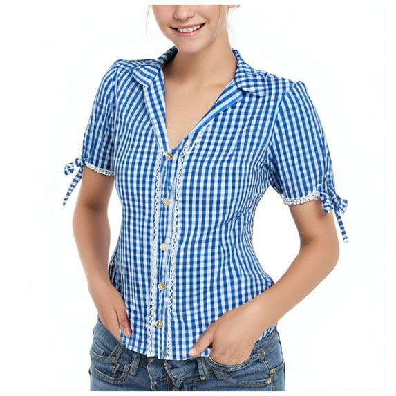 Tiqkatyck Graphic Tees, Women's Short Sleeve Solid Color Casual Crew Neck Shirt Oktoberfest Outfits Women Oktoberfest Shirt, Blue Tops for Women Trendy XXL