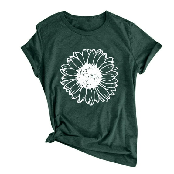 Tiqkatyck Graphic Tees for Women, Women Casual Printed Short Sleeve O-Neck Loose T-Shirt for Women, Summer Tops for Women 2024 Green XXXL