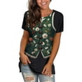 thumbnail image 1 of Tiqkatyck Graphic Tees for Women, Comfy Printed Shirts Round Neck Short Sleeve Tee Tops Tunic Blouse T Shirts for Women Green XXL, 1 of 4