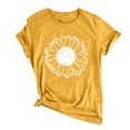 thumbnail image 1 of Tiqkatyck Graphic Tees for Women, Women Casual Printed Short Sleeve O-Neck Loose T-Shirt for Women, Summer Tops for Women 2024 Yellow M, 1 of 5