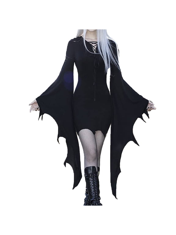 Halloween Costumes Woman 2024, Women's Dressestunic Cocktail Partyslim Dress Morticia Addams Costume, Gothic Dresses for Women Black XL