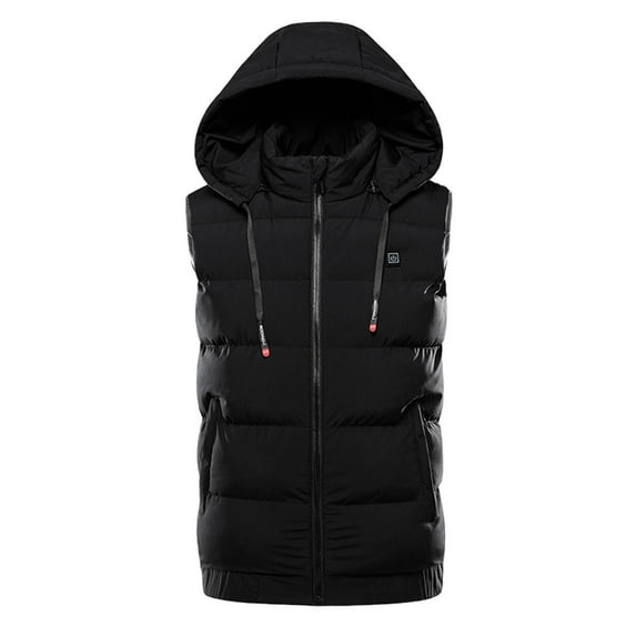 Tiqkatyck Heated Vest Women's 9 Zones Heated Vest Hooded Collar Washable Jacket Heating Coat Heating 3 Heated Level Coat with Pockets Sweater Vest Black