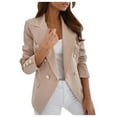 thumbnail image 1 of Tiqkatyck Jackets for Women Clearance, Women's Plus Size Silk Satin Jacket Formal Work Office Suit Coat, Formal Dress, Business Casual Tops for Women Beige, 1 of 5