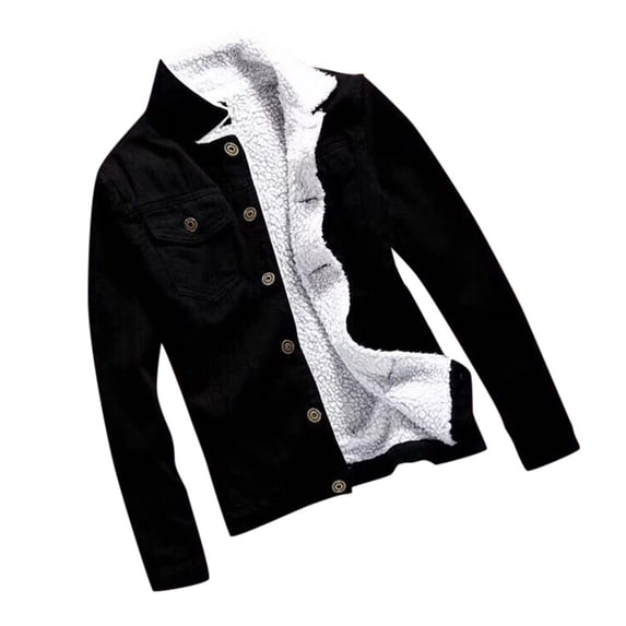 Tiqkatyck Jackets for Women, Women Autumn Winter Fleece Denim Jacket Vintage Long Sleeve Loose Jeans Coat Denim Jacket for Women, Black Jean Jacket Women XXL