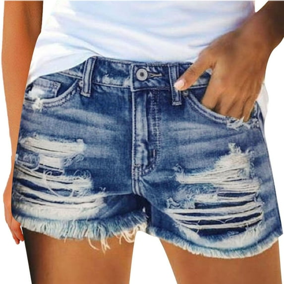 Tiqkatyck Jeans for Women, Women Summer Pants Alluring Jeans High Waist Slim Hole Shorts Pants Workout Shorts, Women Jeans for Women Sky Blue