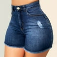 thumbnail image 1 of Tiqkatyck Jeans for Women, Women Broken Denim Shorts Ripped Jeans High Waisted Hotpant Slim Fit Pantalones Ripped Jeans Womens, Jeans for Women Dark Blue, 1 of 7