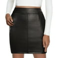thumbnail image 1 of Tiqkatyck Long Skirt Women's Comfortable Fashion Basic High Waist Faux Leather Bodycon Mini Pencil Skirt Mini Skirt Black, 1 of 7