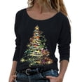thumbnail image 1 of Tiqkatyck Christma Sweatshirt for Women, Trendy Tops for Women 2024, Women Christmas Print T Shirt Long Sleeve Round Neck Shirts, Christma Sweatshirts for Women Black XXL, 1 of 5
