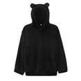 thumbnail image 1 of Tiqkatyck Long Sleeve Shirts for Women Long Sleeve Fleece Sweatshirt Warm Bear Shape Fuzzy Hoodie Pullover Womens Tops Black XL, 1 of 9