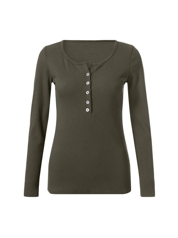 Long Sleeve Shirts for Women, Womens V Neck Henley Shirts Long Sleeve Solid Button Down Basic Tops Tees Womens Tops Green XXL