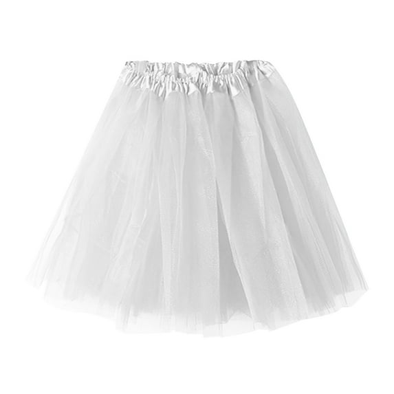 Tiqkatyck Mardi Gras Skirts For Women Clearance, Ladies Soild Color Dress Short Fashion Pleated Tutu Dance Skirt Long Skirt White
