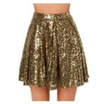 thumbnail image 1 of Tiqkatyck Mardi Gras Skirts for Women, Women's Fashion High Waist Pleated Solid Color Short Skirt Loose Sequin Skirt Long Skirt Gold, 1 of 7