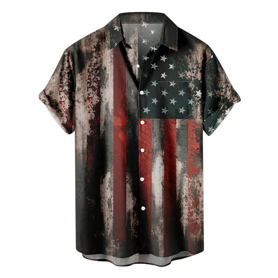 Tiqkatyck Mens Shirts, Clearance Items, Men's American Flag Patriotic Shirts for Men 4Th of July Men’S Short Sleeve Button Down Shirts Golf Shirts for Men, Polo Shirts for Men Grey