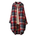 thumbnail image 1 of Tiqkatyck Oversized Tshirts for Women, Women's Striped Long Sleeve Shirt Cardigan Loose Shirt Sun Protection Thin Jacket T Shirt Long Sleeve Shirts for Women Red XL, 1 of 5