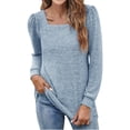 thumbnail image 1 of Tiqkatyck Plus Size Tops Womens Tunic Tops for Leggings Square Neck Puff Sleeve Shirts Casual Fall Sweatshirts Womens Tops Light Blue, 1 of 4