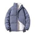 thumbnail image 1 of Tiqkatyck Puffer Jacket Womens Clearance, Women's Quilted Jacket Stand Collar Thickened Padded Jacket with Zip Long Sleeve Coat Casual Down Jacket, Womens Winter Tops, Winter Coats for Women Blue L, 1 of 9
