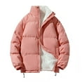 thumbnail image 1 of Tiqkatyck Puffer Jacket Womens Clearance, Women's Quilted Jacket Stand Collar Thickened Padded Jacket with Zip Long Sleeve Coat Casual Down Jacket, Womens Winter Tops, Winter Coats for Women Pink L, 1 of 9