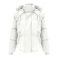 thumbnail image 1 of Tiqkatyck Puffer Jacket Womens Clearance, Women's Solid Color Stand Collar Cotton Coat Slim Fashion Small Button Down Cotton Coat, Womens Winter Tops, Winter Coats for Women White XL, 1 of 4