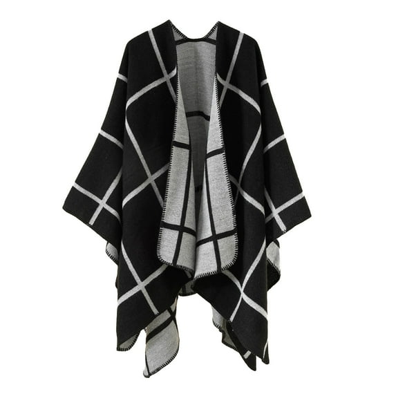 Tiqkatyck Shawl Wraps for Women Clearance Womens Color Blocking Autumn Spring Winter Windproof Warm Cloak Shawl Shawl Cardigan Shawl Scarf for Women Shawls and Wraps Black