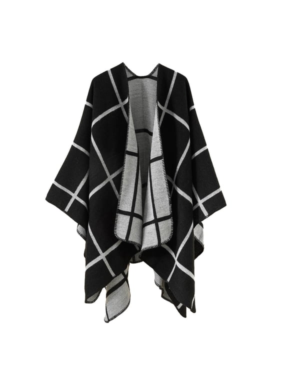 Shawl Wraps for Women Clearance Womens Color Blocking Autumn Spring Winter Windproof Warm Cloak Shawl Shawl Cardigan Shawl Scarf for Women Shawls and Wraps Black