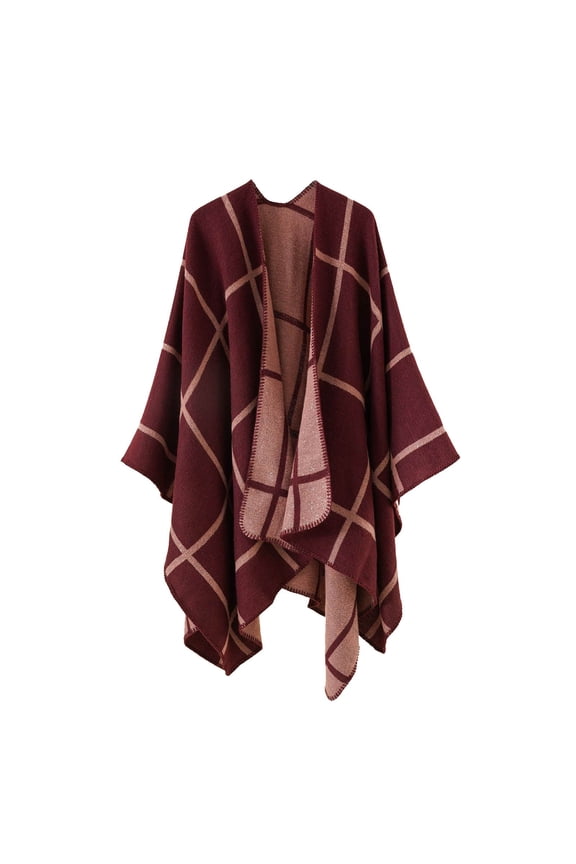 Shawl Wraps for Women Clearance Womens Color Blocking Autumn Spring Winter Windproof Warm Cloak Shawl Shawl Cardigan Shawl Scarf for Women Shawls and Wraps Red