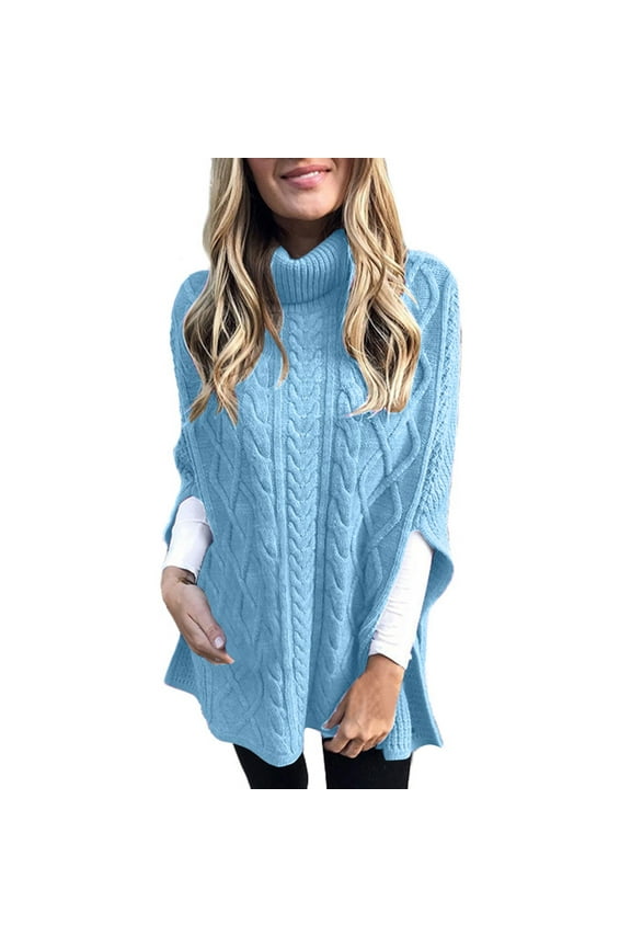 Shawl Wraps for Women Clearance Latested 2022 Lady Long Sleeves Plus Size Dress High Neck Sweater Scarf for Women Shawls and Wraps Blue