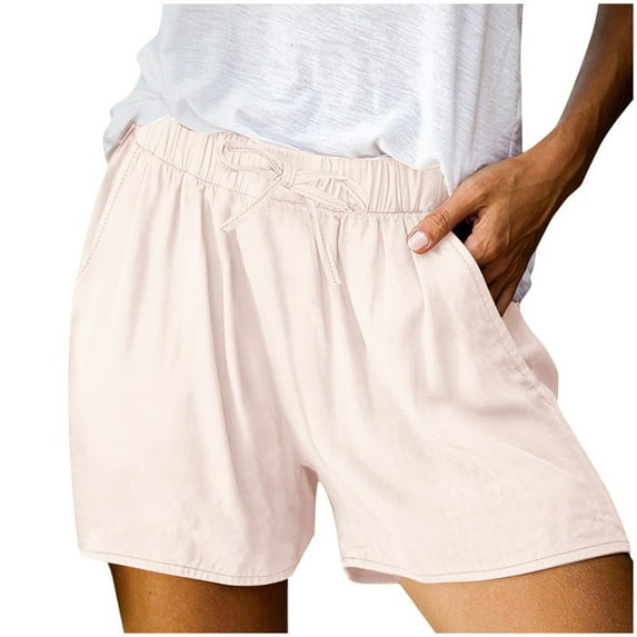Tiqkatyck Short Pants for Women, Women's Spring Summer Solid Cotton Li Nen Shorts with Split Pocket Casual Pants, Pants for Women Khaki