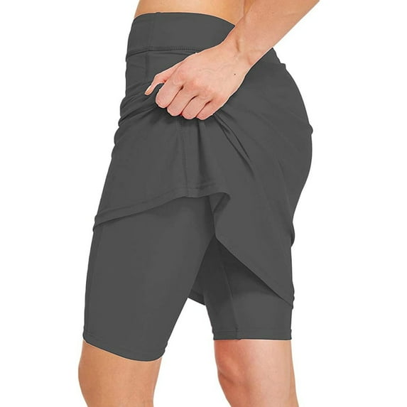 Tiqkatyck Skirts for Women, Women's Active Performance Skort Lightweight Skirt for Running Tennis Golf Sport Long Skirt Grey
