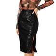 thumbnail image 1 of Tiqkatyck Skirts for Women, Women's Solid Color Sequins Fashion High Waist Slim Hip Casual Half Body Skirt Long Skirt Black, 1 of 5