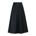 thumbnail image 1 of Tiqkatyck Skirts for Women, Womens Winter Vintage High Elastic Waist A Line Pleated Wool Midi Skirt Lady Skirt Long Skirt Black, 1 of 8