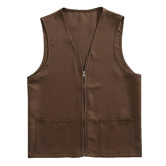 Tiqkatyck Suit Vest on Sale,Volunteers Event Vest Unisex Postulant Activity Vest Supermarket Vests Clerk Workwear Sleeveless Vest for Women, Brown Vest for Women M
