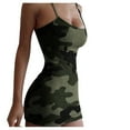 thumbnail image 1 of Tiqkatyck Summer Dress, Women Casual Camouflage Print Tight-Fitting Sleeveless Sling Dress, Sundresses for Women, Bodycon Dresses for Women Green, 1 of 2