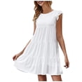 thumbnail image 1 of Tiqkatyck Summer Dresses for Women 2024, Women's Casual All-Match Solid Color Cute Commute Fashion Dress , Dresses for Women 2024 White, 1 of 6